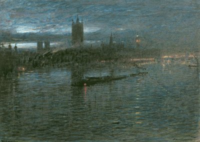 夜のウェストミンスター 作： Albert Goodwin